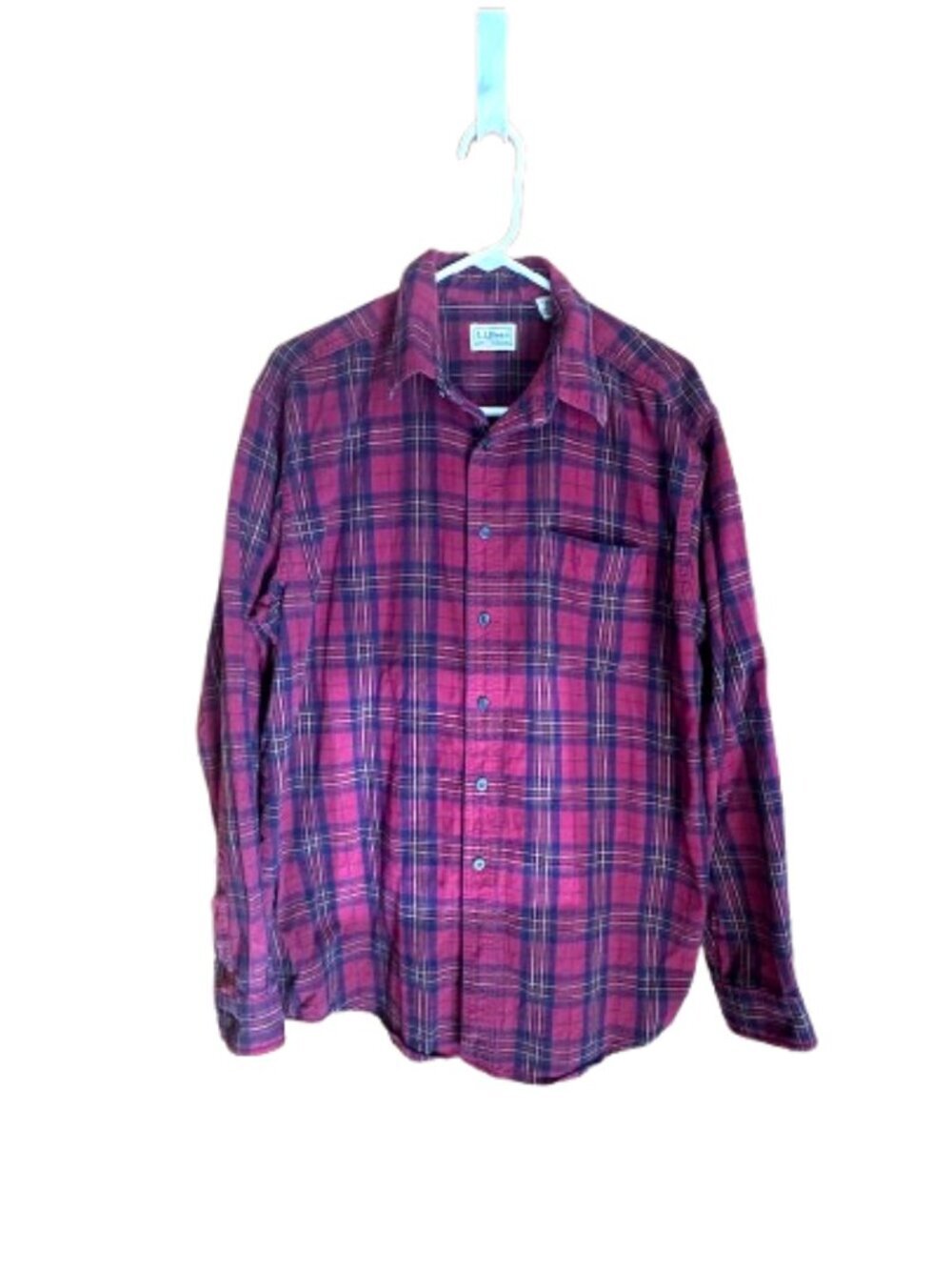 LL Bean men's Plaid Flannel Shirt Button Down Size Large/Regular (D42) NWOT